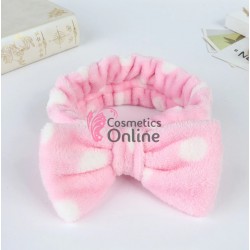 Bentita cu elastic pentru cosmetica ZX002 Buline Roz cu Alb